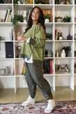 The Sunday Morning Stripe V Slouch Sweatshirt Pear Khaki